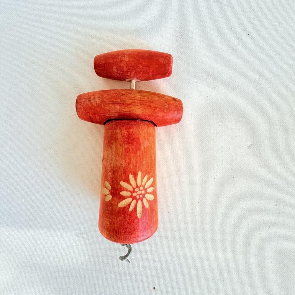 Vintage Jobin Brienz Switzerland Wooden Corkscrew Wine Bottle Opener Folk Art